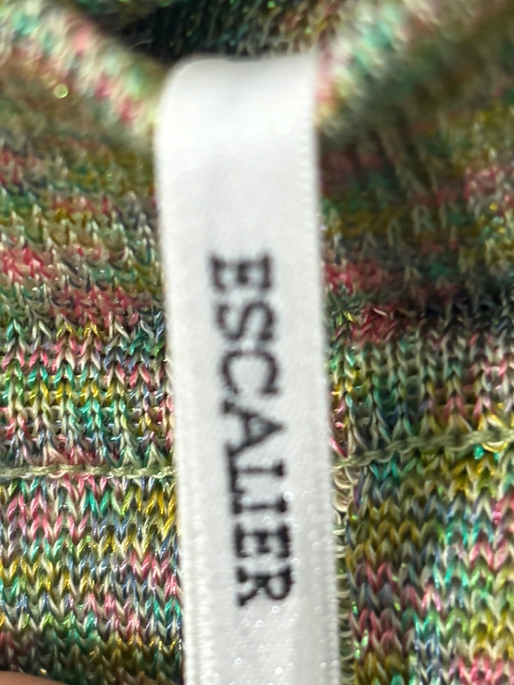Rainbow Space Dye Knit Metallic Midi Skirt ESCALIER